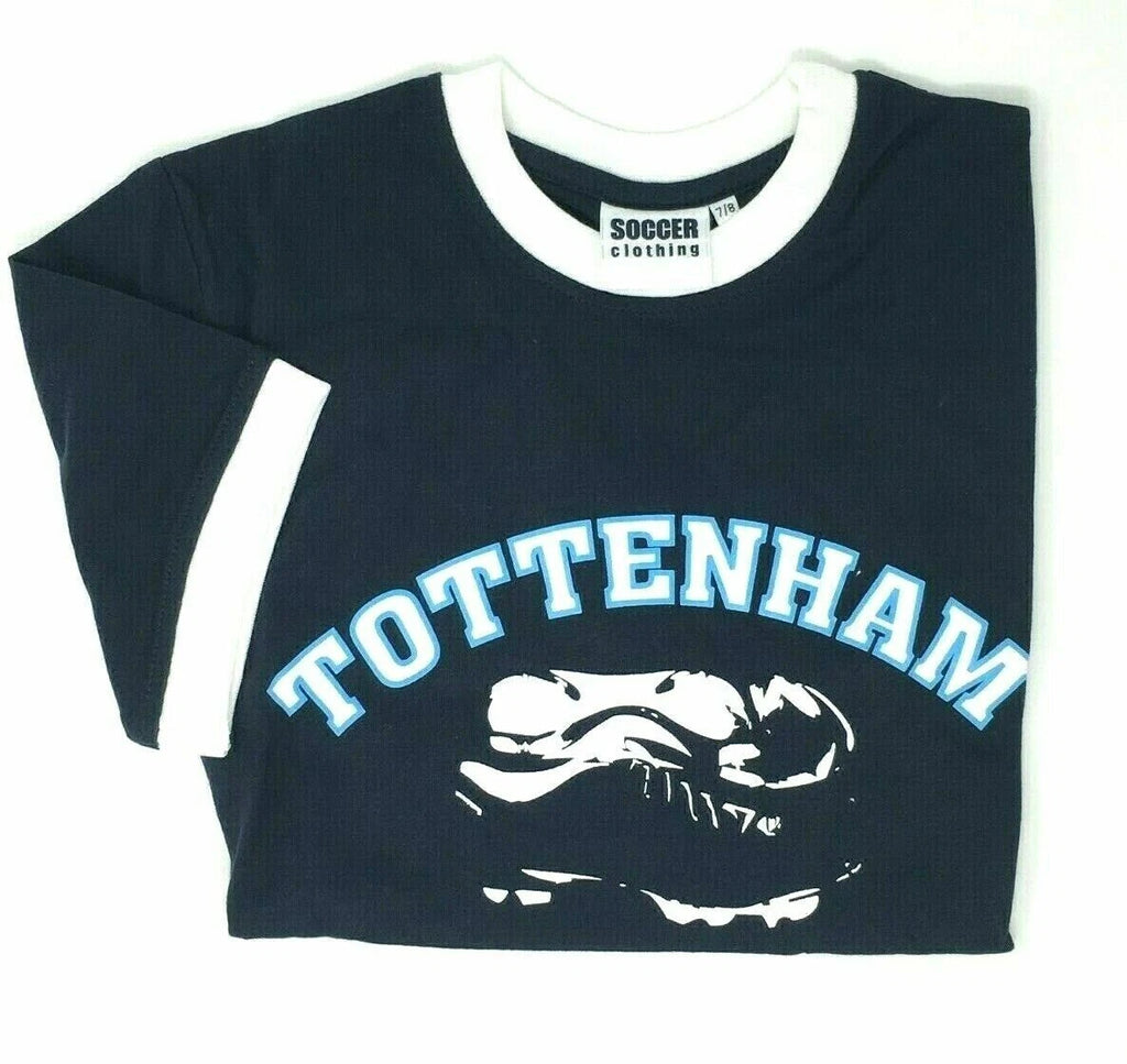 Men's Tottenham Football Boot Cotton Navy Short Sleeve T-Shirt S/M M/L L/XL XXL