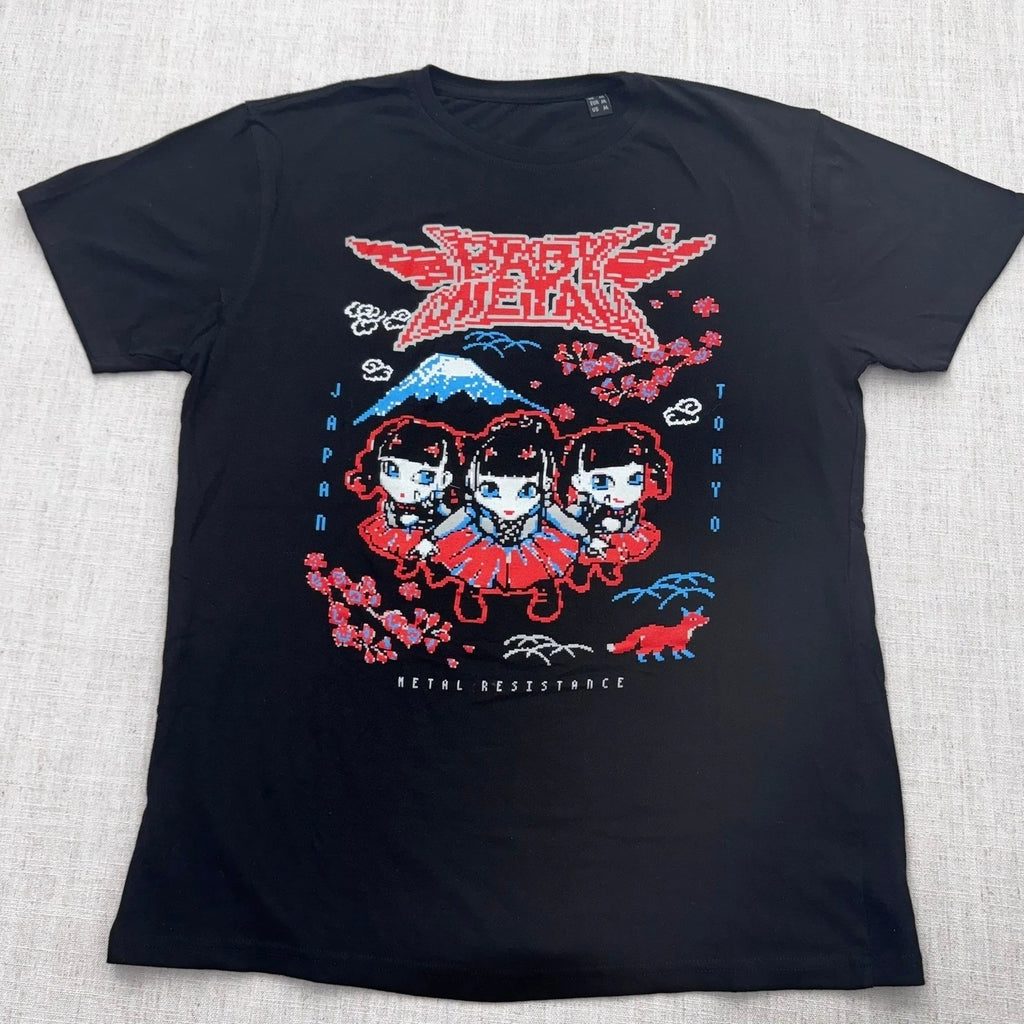 Babymetal Metal Resistance Pixel Art T-Shirt Mens Medium Black Japan Tokyo Fox