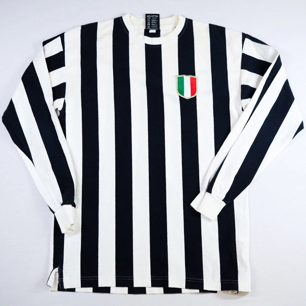 Juventus Scudetto Retro Long Sleeve Jersey Shirt Mens L Black White Official