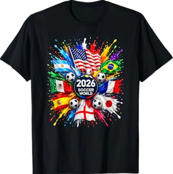 2026 Soccer Ball Sport All Flags Football Fan Men Women T-Shirt