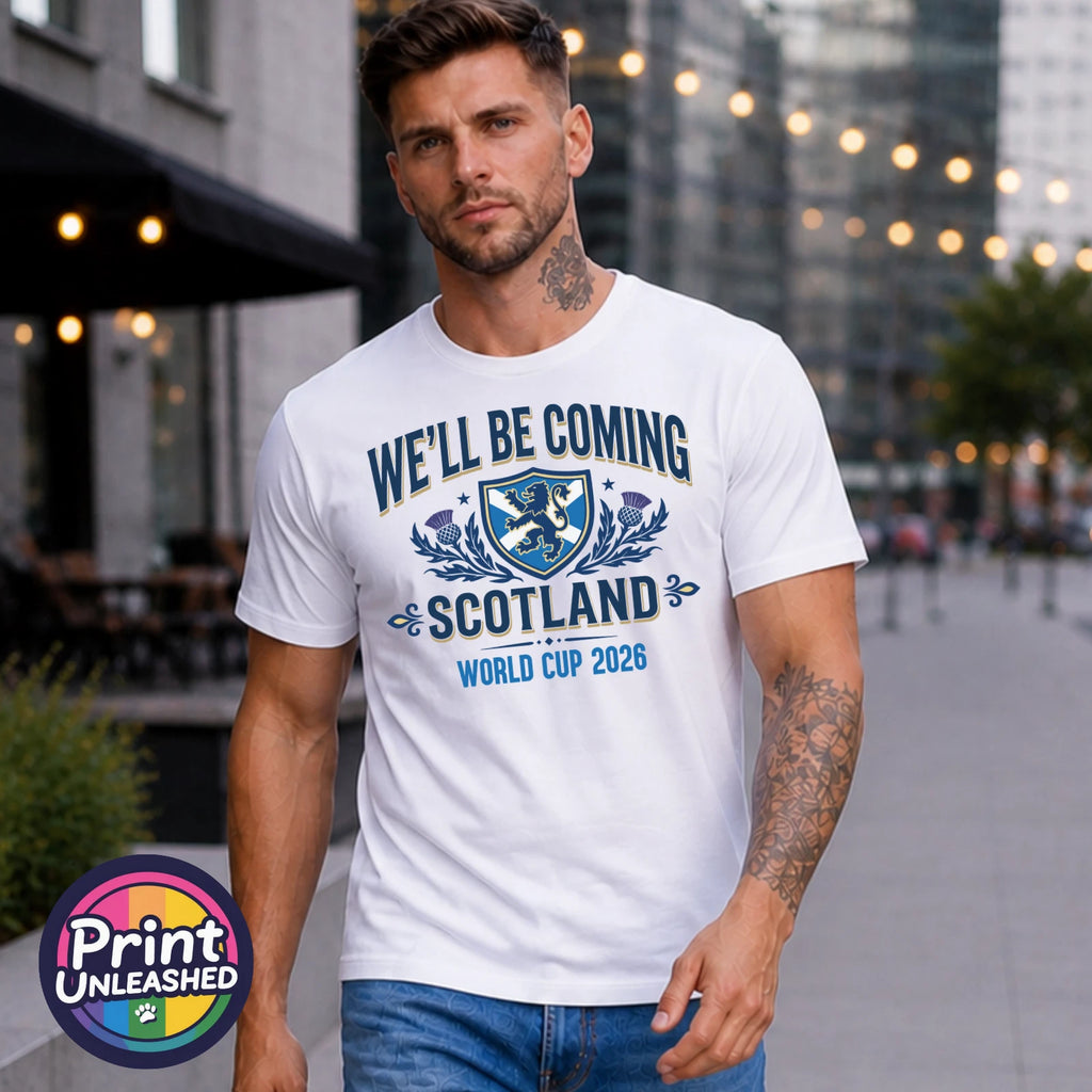 Scotland 2026 Tee World Cup We'll Be Coming T-Shirt Unisex Football Fan Top