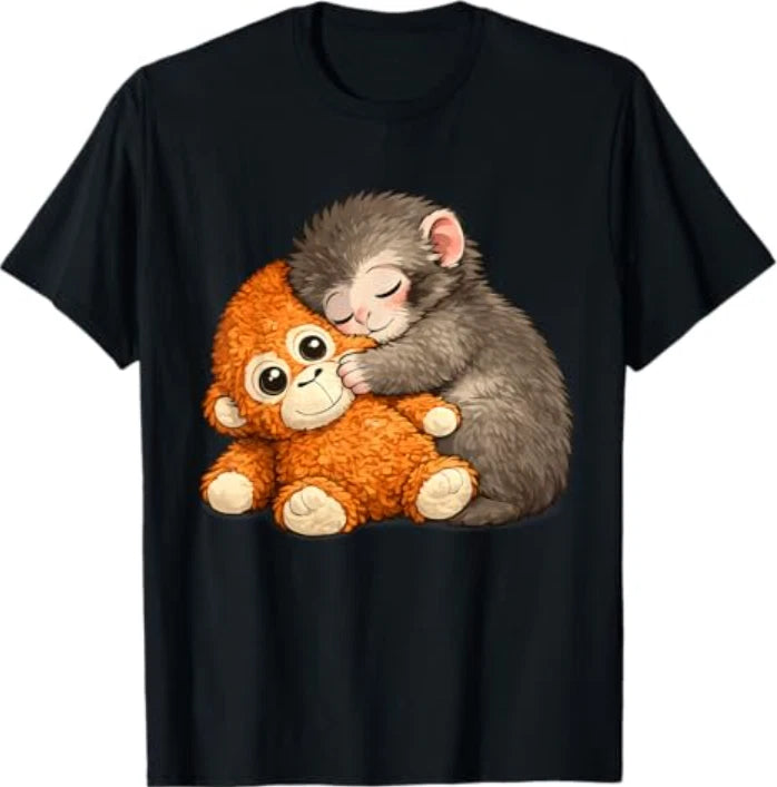 Punch The Monkey Cuddling Stuffed Animal Meme Viral Internet T-Shirt