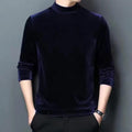 Mens Velvet Half Turtleneck Pullover Long Sleeve Slim Fit Casual Shirt for Men