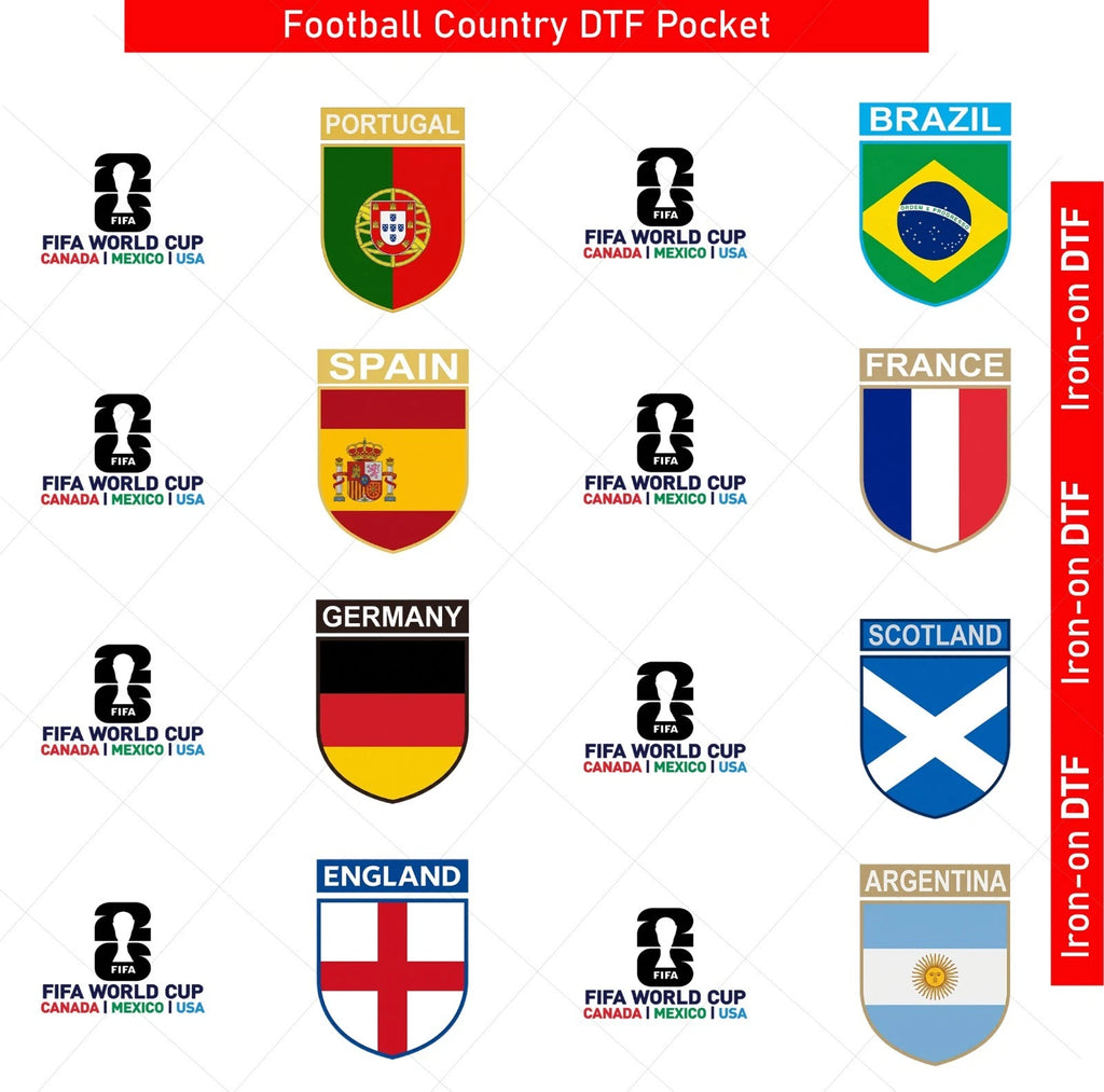 Football World Cup 2026 England Any Team DTF Iron On Heat Transfer Men Kids Gift