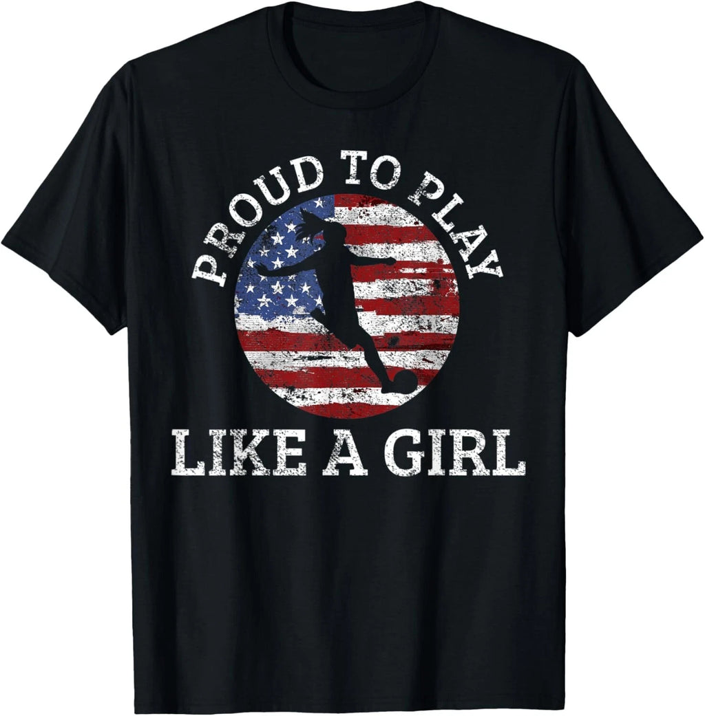 Soccer Player Girl USA American Flag 4th of July Gift Unisex T-Shirt