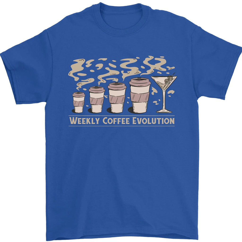 Weekly Coffee To Alcohol Evolution Wine Mens T-Shirt 100% Cotton