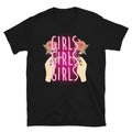 Neon Pink Girls Roses Classic Trendy Design Casual T-Shirt