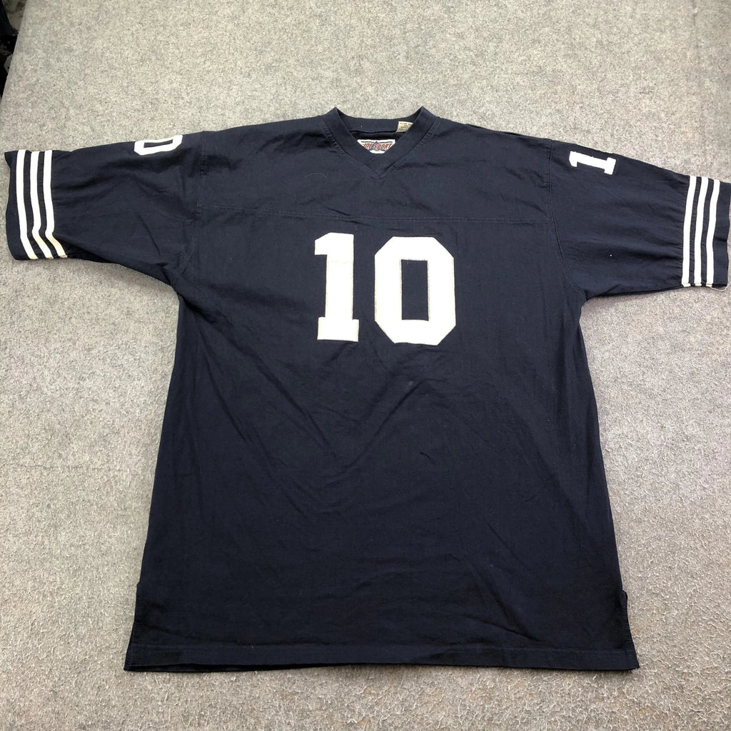 Joe Sport Shirt Mens Large Blue 10 Football Jersey V-Neck Graphic Sports Tee