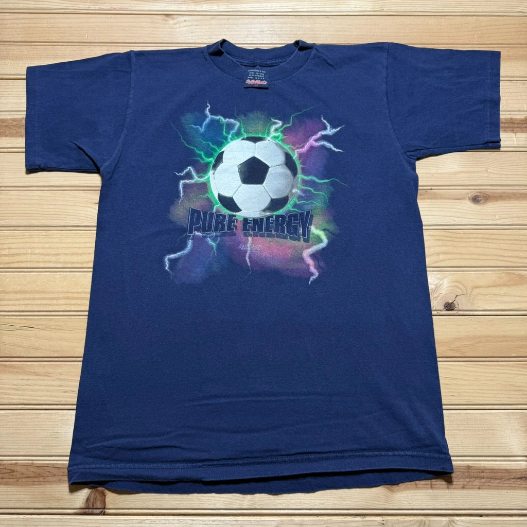 Vintage Big Ball Sports Soccer Feel Power Pure Energy Lightning Shirt XL Youth
