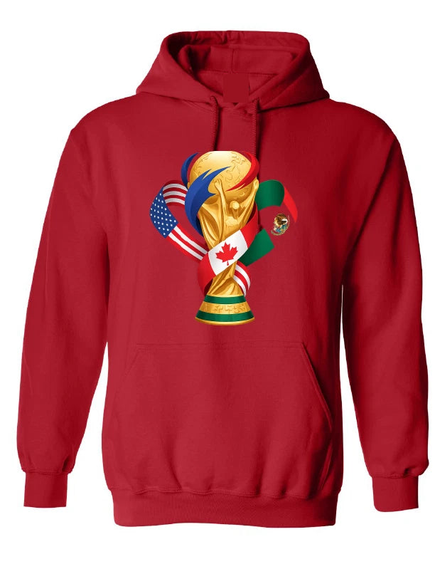 FIFA 2026 hoodie World Cup Soccer Graphic USA Football red hooded sweatshirt