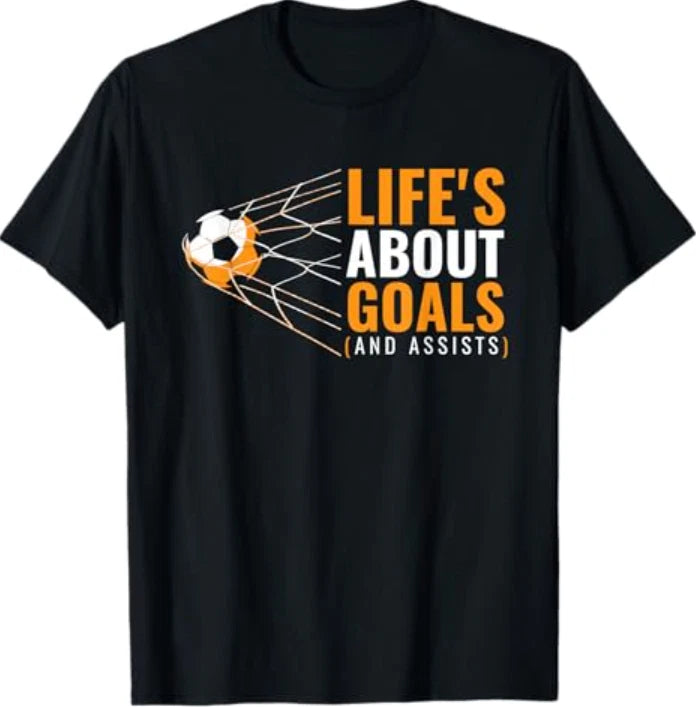 Life’s About Goals and Assists Funny Quote Youth Soccer T-Shirt