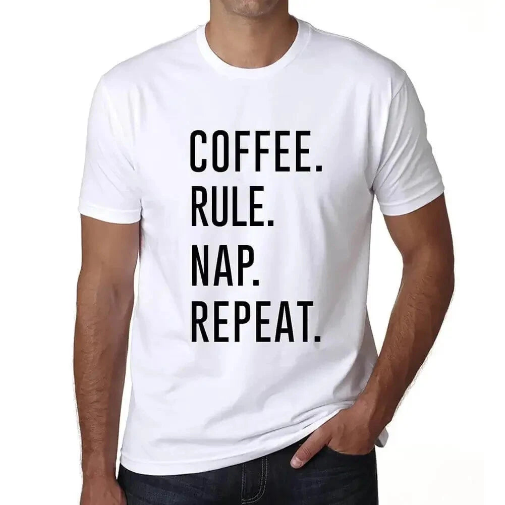 ULTRABASIC men's t-shirt coffee rule nap repetition coffee rule nap repeat