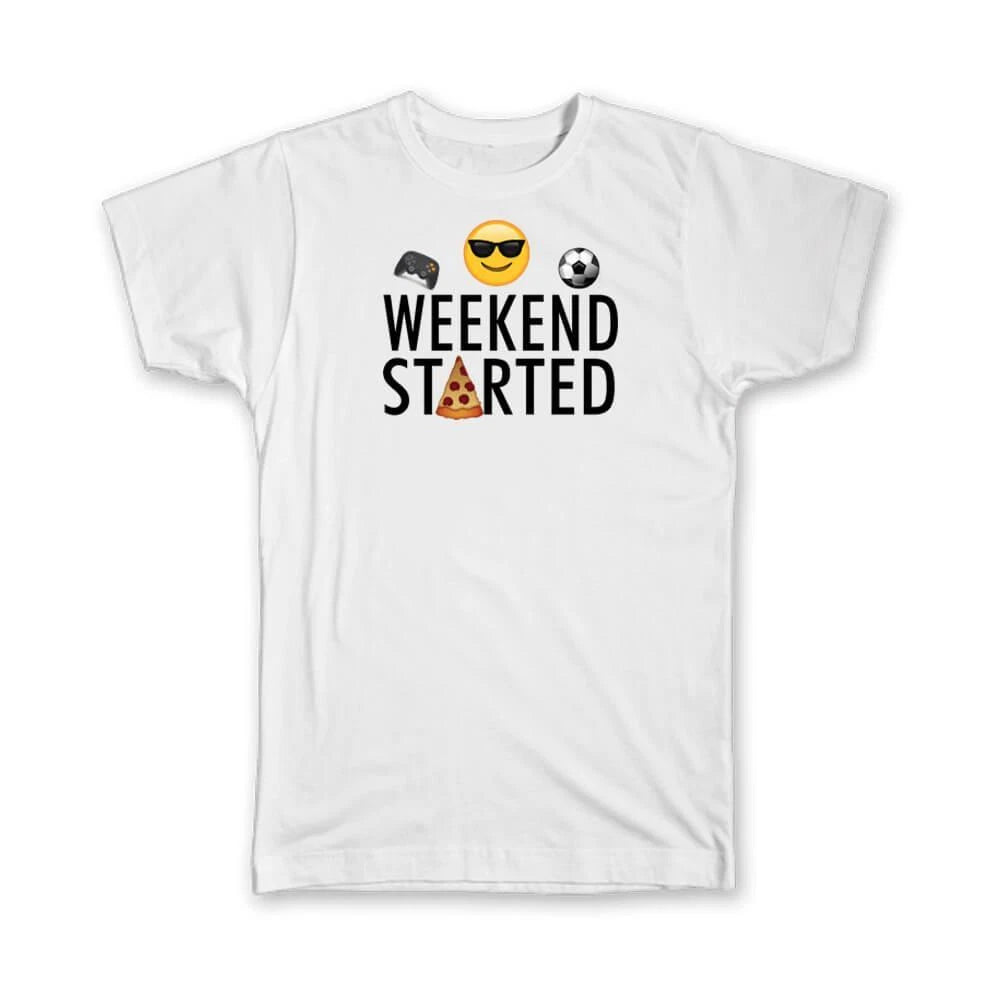 Gift T-Shirt : Weekend Started Pizza Soccer Beach Video Game Xbox