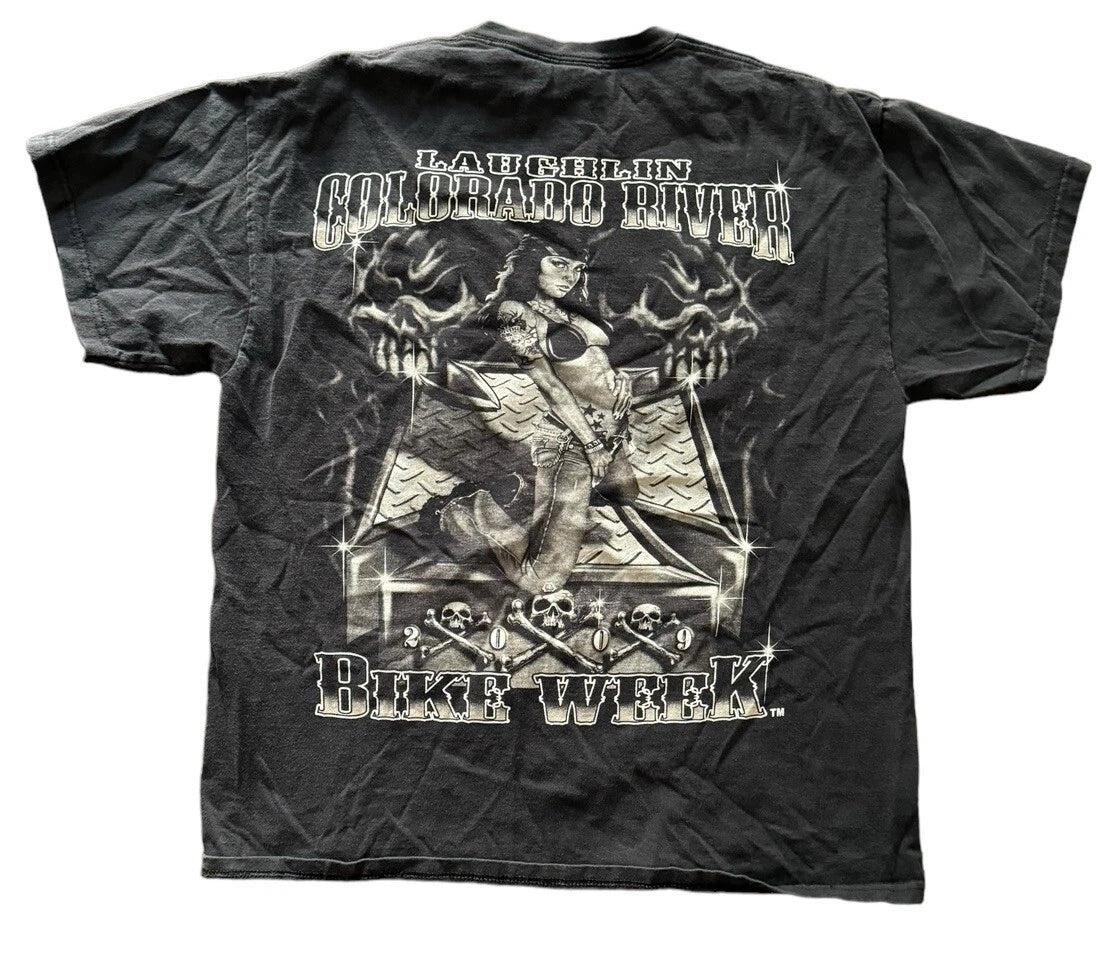 Vintage Y2K Colorado River Bike Week Harley T-Shirt Black Size Large