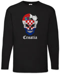 Croatia Football Skull I Men's Long Sleeve T-Shirt Croatian Soccer Flag World