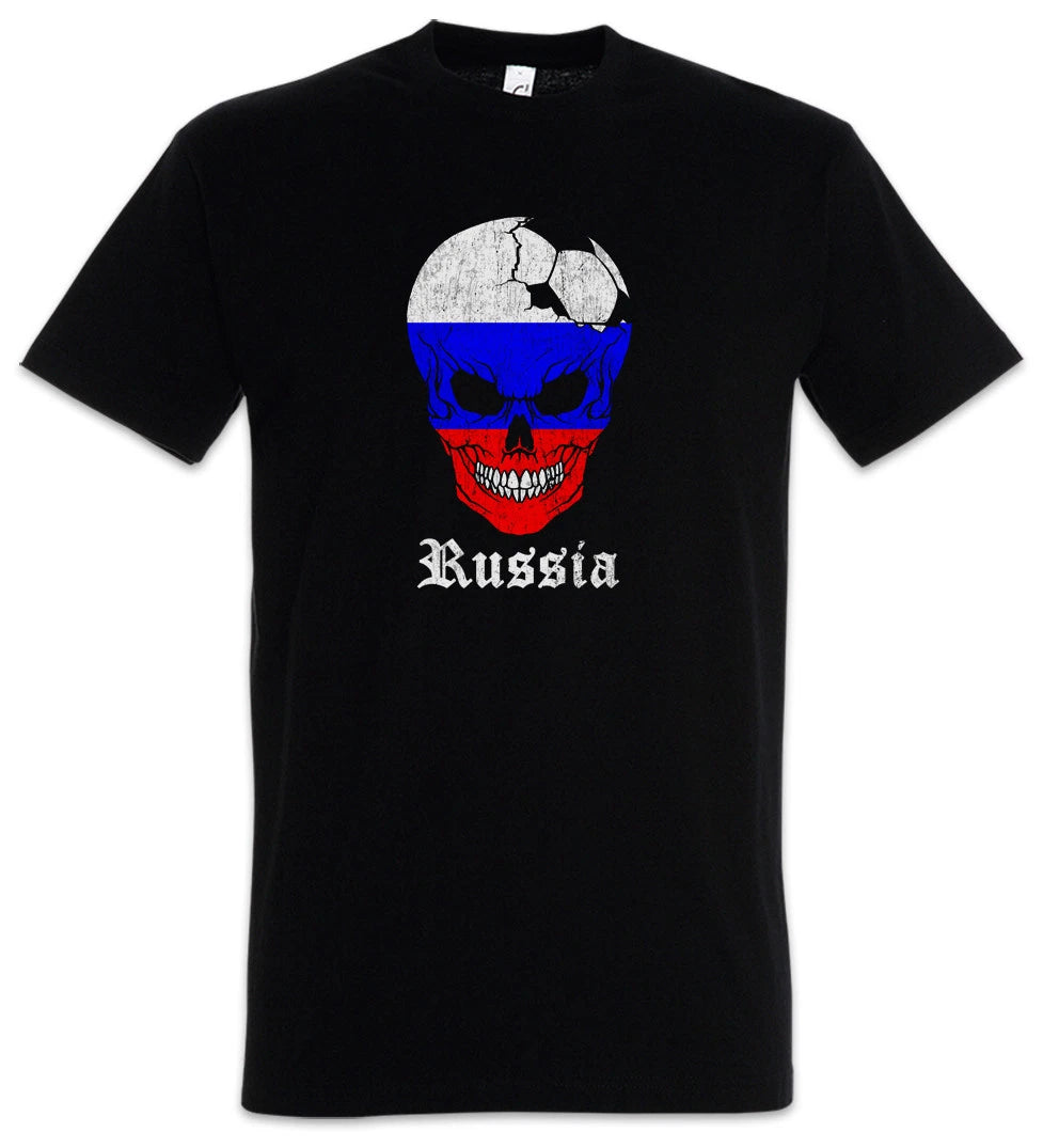Russia Football Skull I T-Shirt Russian Soccer Flag Banner World Championship