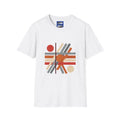 Abstract Geometric Sunset T-Shirt | Retro Stripes and Shapes Fashionista