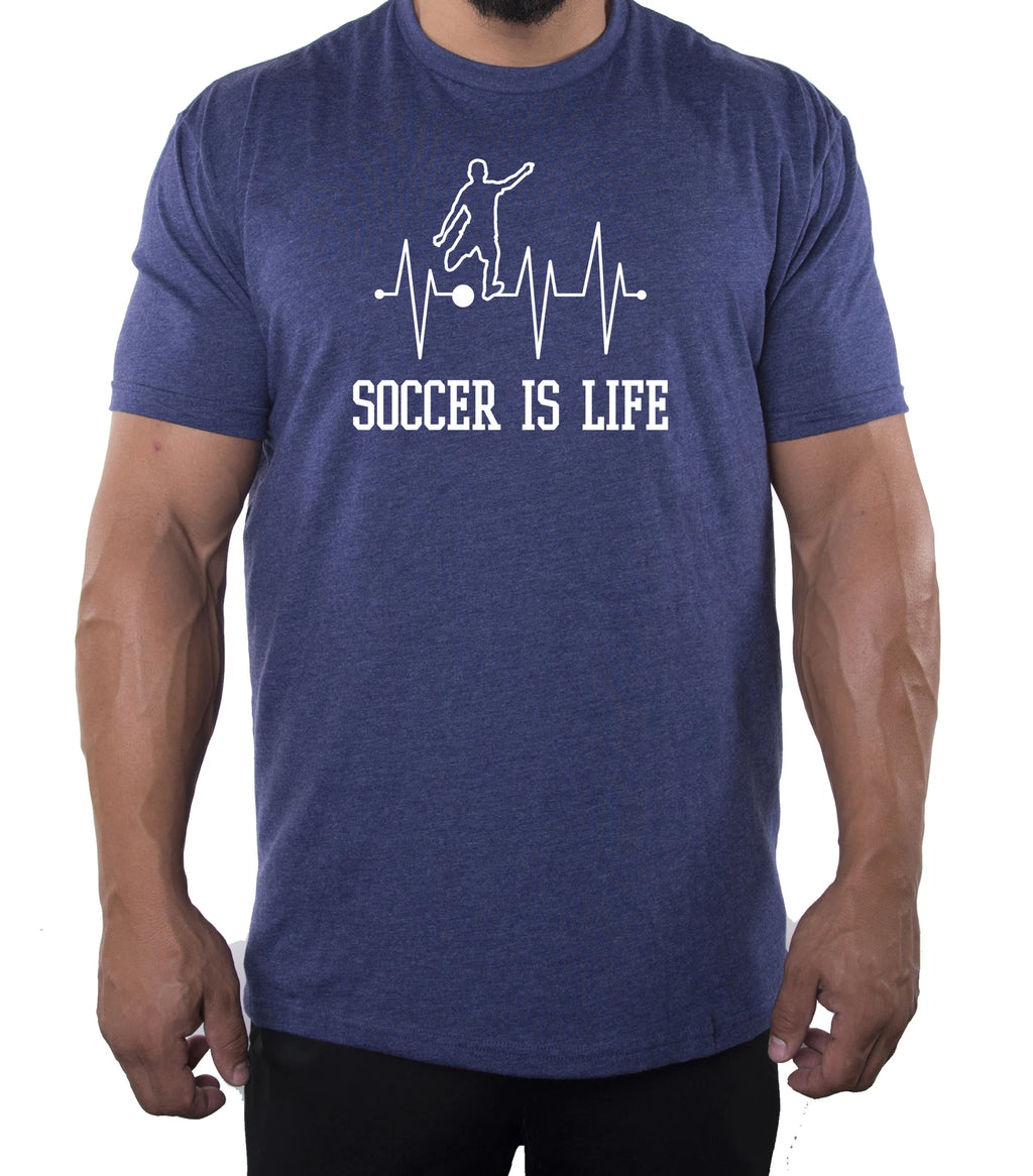 Soccer is Life Heartbeat, Men's Soccer Shirts, Graphic T-shirts for Men