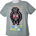 BKYS Graphic T-Shirt Mens Medium Sage Green Imagination Skeleton Chenille Patch