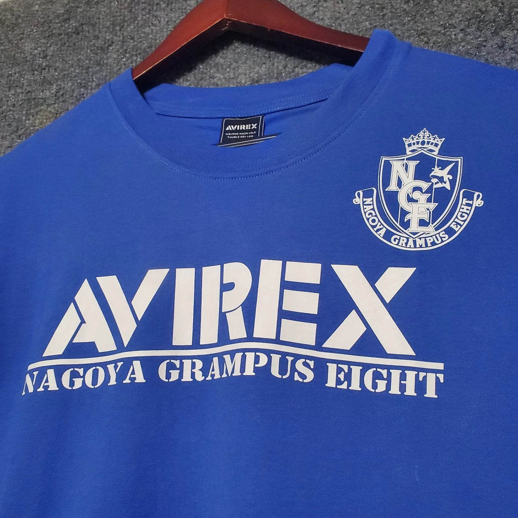 Avirex Style Nagoya Grampus Shirt Mens Medium Y2K Japanese Soccer Orca Whale Vtg