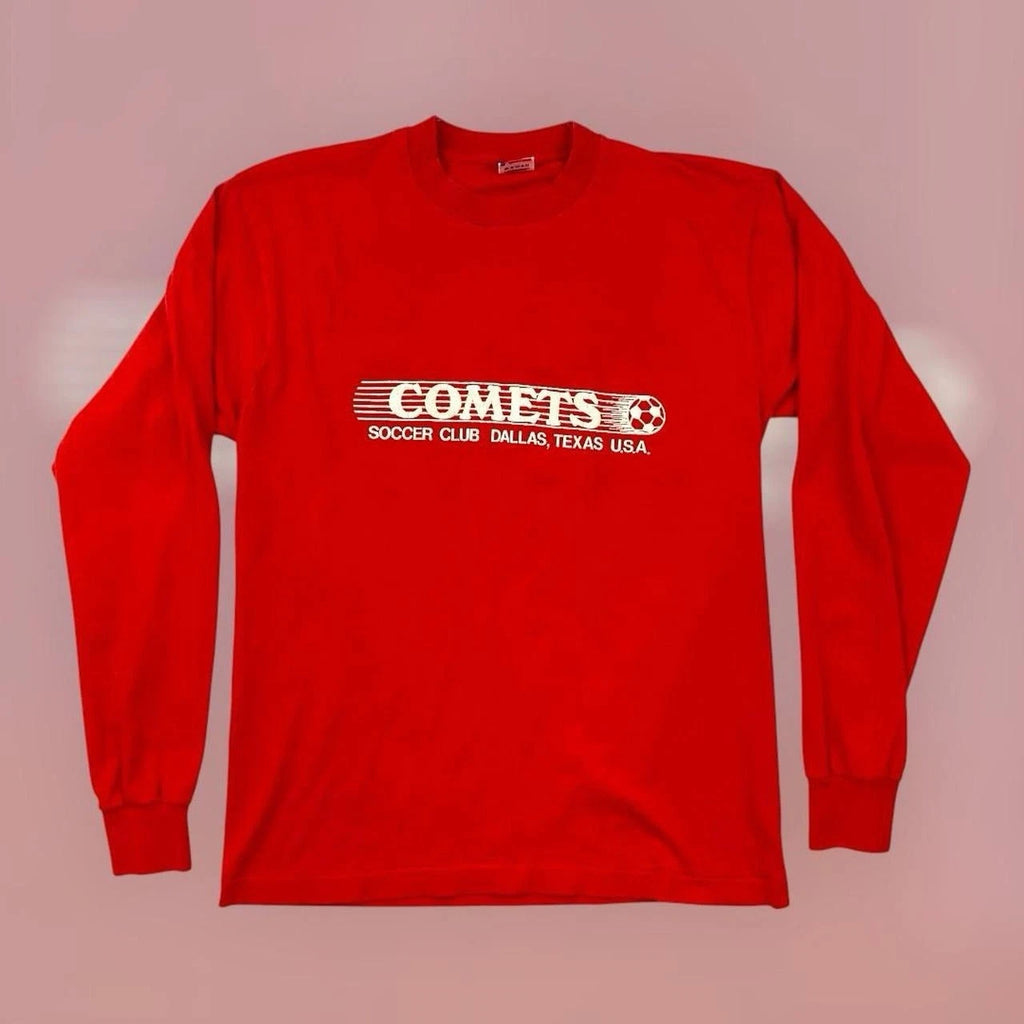 VTG FOTL 90s Dallas Texas Comets Soccer Futbol Club T Shirt Adult L Red Faded
