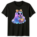 Cute Sparkle Ghost Halloween Pumpkin Mens Womens Graphic Tee