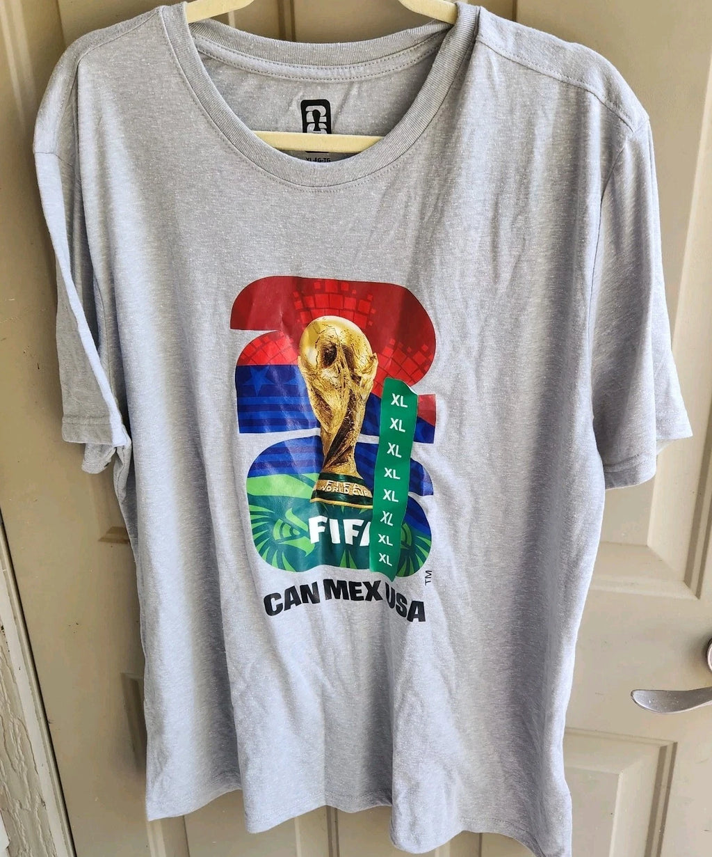 FIFA 2026 World Cup T-Shirt Gray Soccer Graphic Tee USA Football Fan Shirt XL