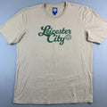 Leicester City Football Club Mens XXL T Shirt Tan Green Script Soccer Fan