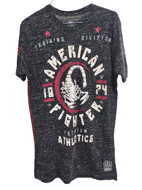 American Fighters Mens Premium Athletics T-Shirt Medium Gray Short Sleeve Grunge