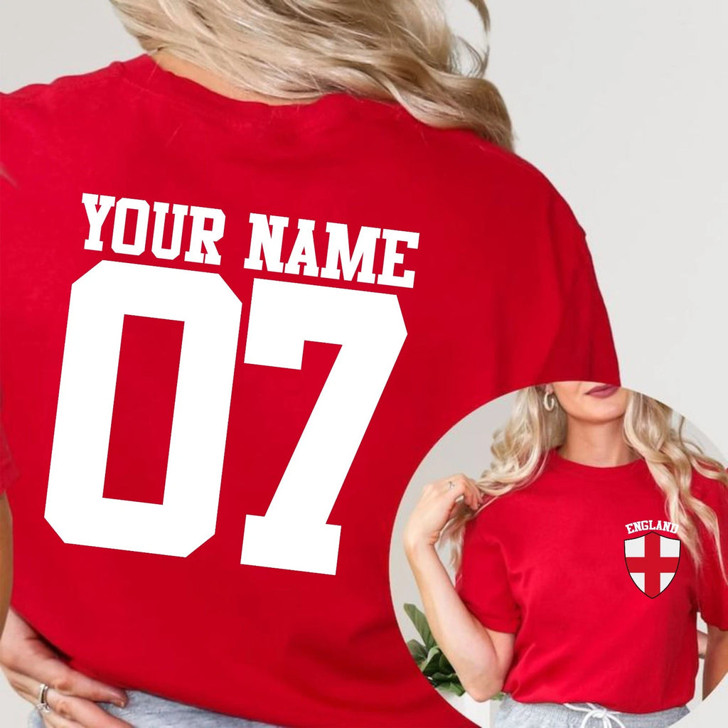 Personalized England T-Shirt Custom Name Number Soccer Team Supporters Fans Top