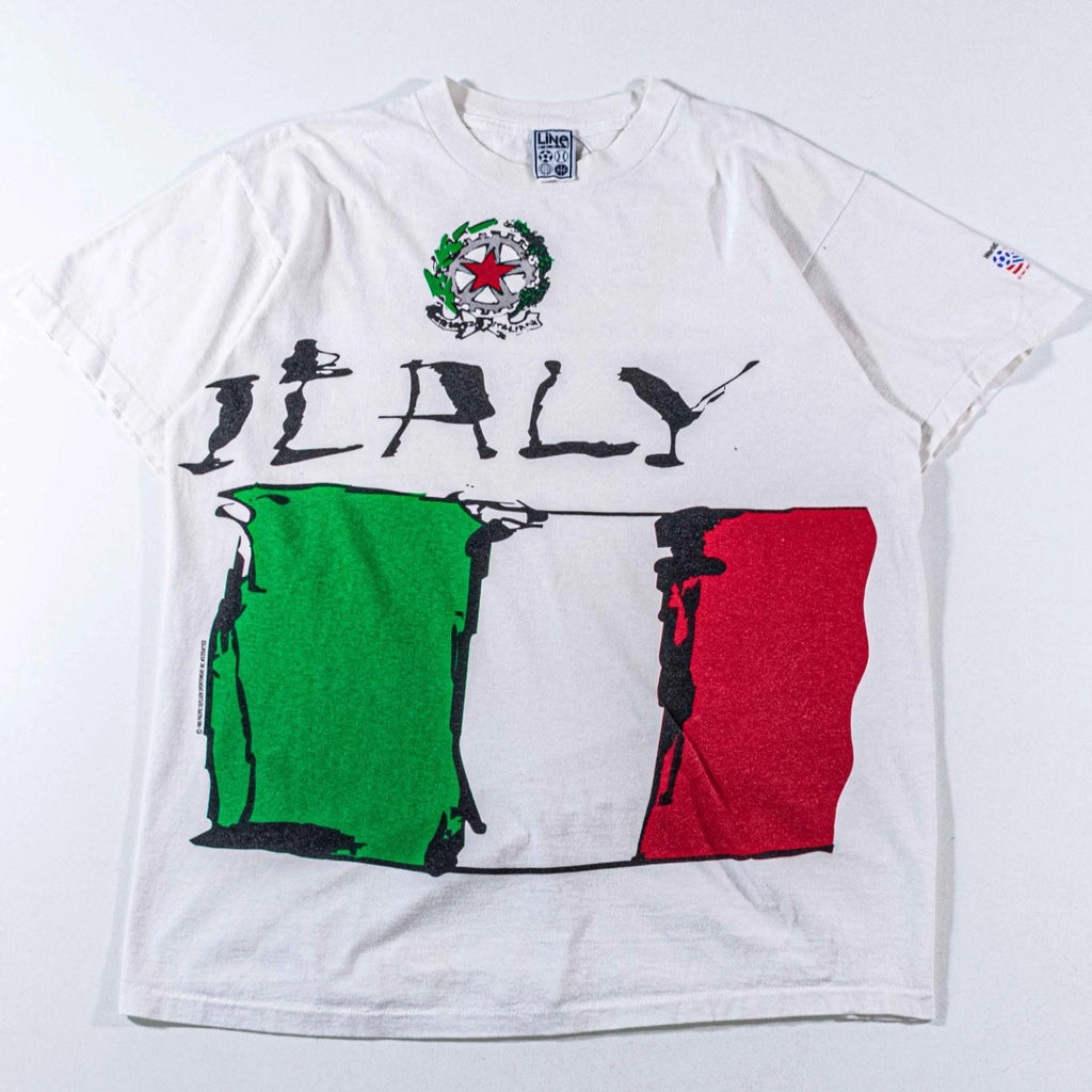 Vintage Line Shots 1994 World Cup Italy T-Shirt Large 90s Big Print Soccer VTG