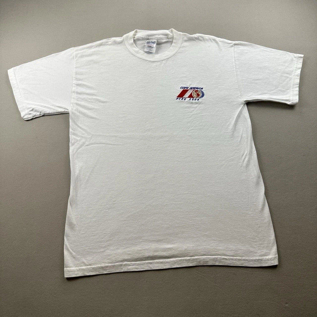 Vintage Copa America T-Shirt Mens Medium White Soccer Peru Brazil Champions 2004
