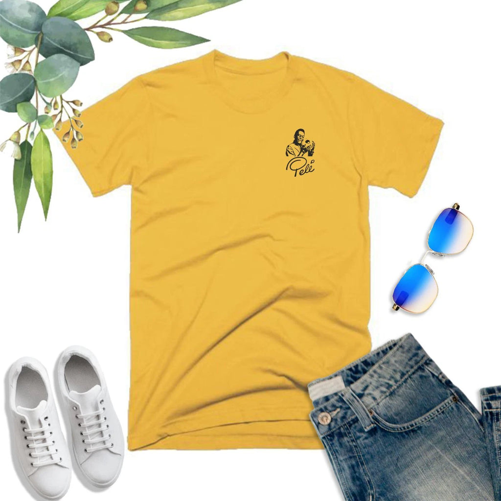 Pele T Shirt Pocket King Football Legend GOAT Brazil Brasil Soccer Fans Gift Top