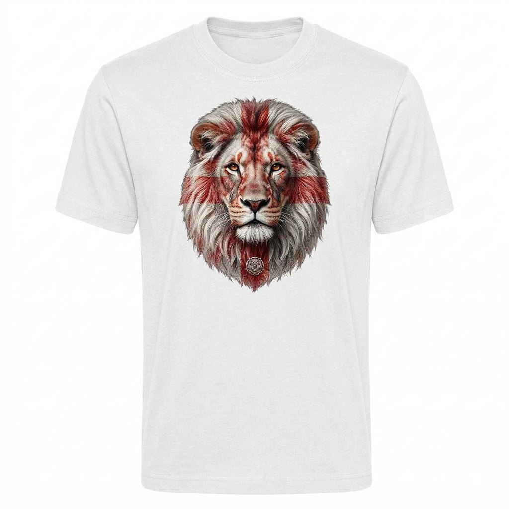 England St George Flag Lion Face T Shirt White England Football Fan Supporter