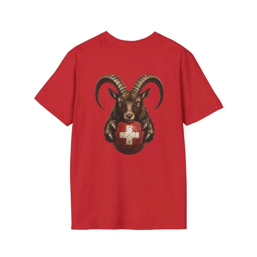 Switzerland Ibex Soccer Ball T-Shirt Swiss Flag Football Fan Tee