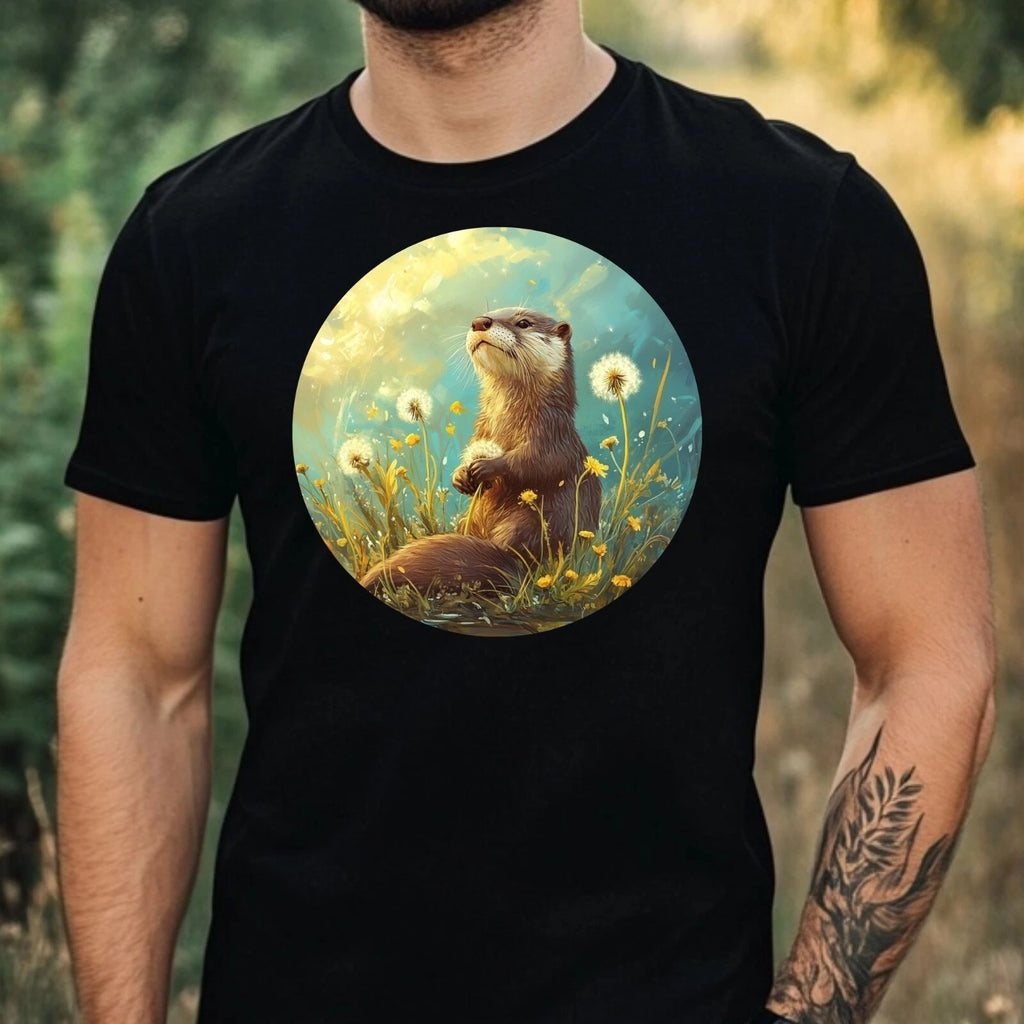 Mens Dandelion Print Cotton Otter T-Shirt Size XS to 5XL