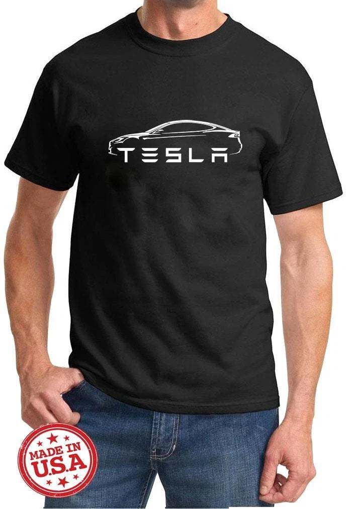 Tesla Model S Electric Car Classic Outline Design Tshirt NEW