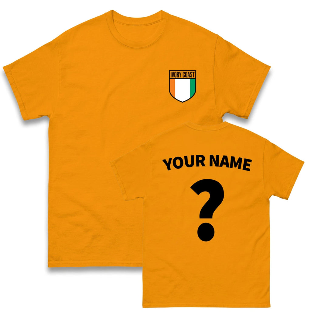 Ivory Coast Flag Badge Personalised Football T Shirt, Custom Name Number Top