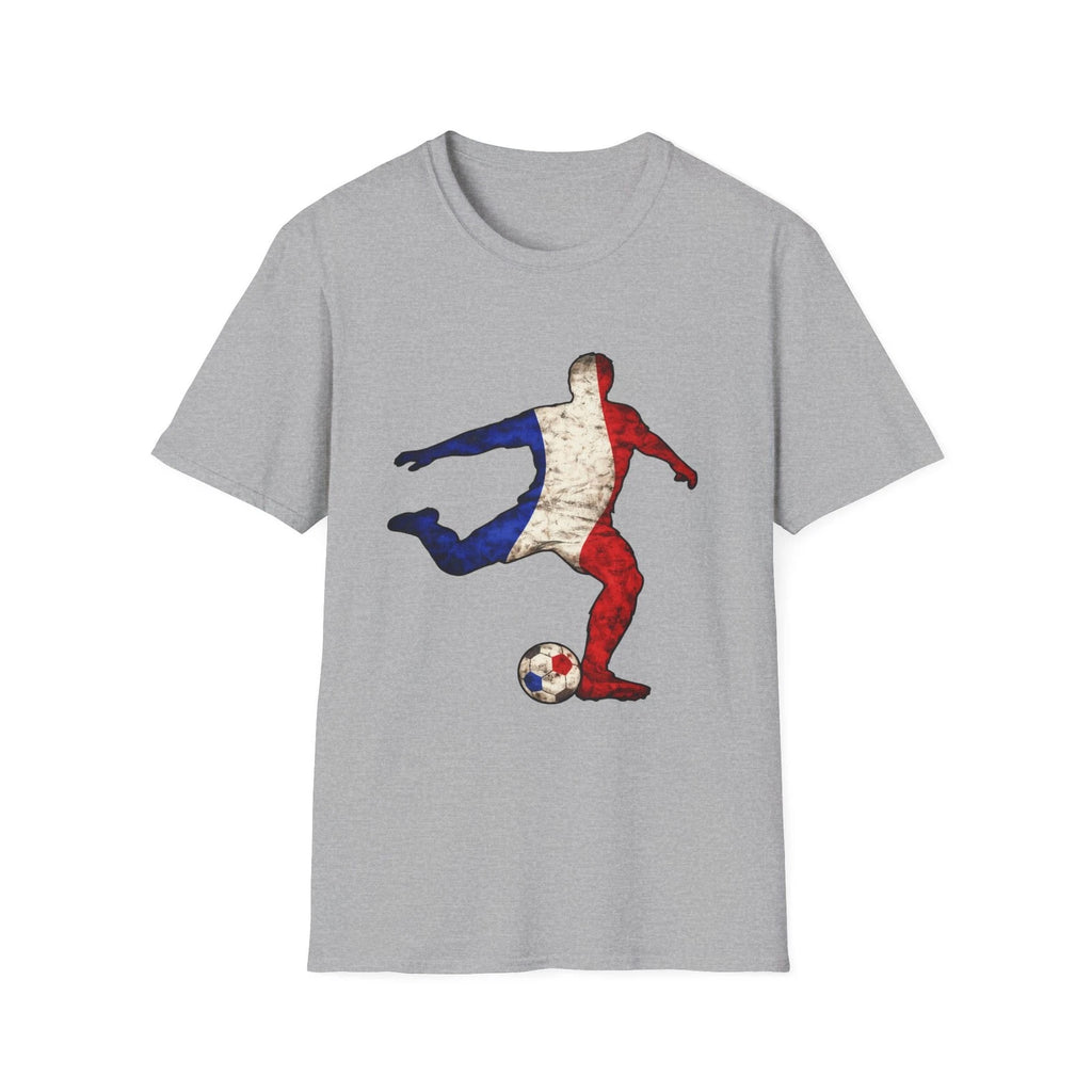 France Flag Soccer Player T-Shirt French Football Silhouette Graphic Tee