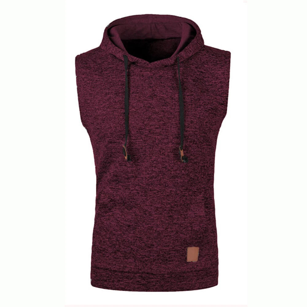 Mens Sleeveless Sweatshirt Pullover Hoodie Top T-Shirt Tee Gym Hooded Fitness
