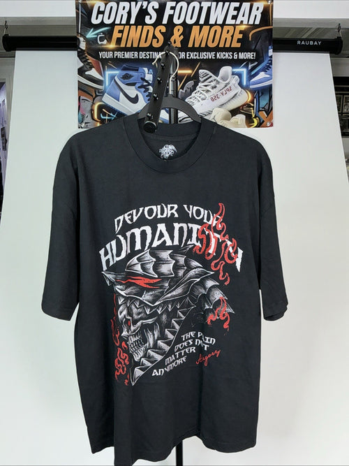 Allegory Threads of Tales Black Graphic T Size XL, Devour Your Humanity