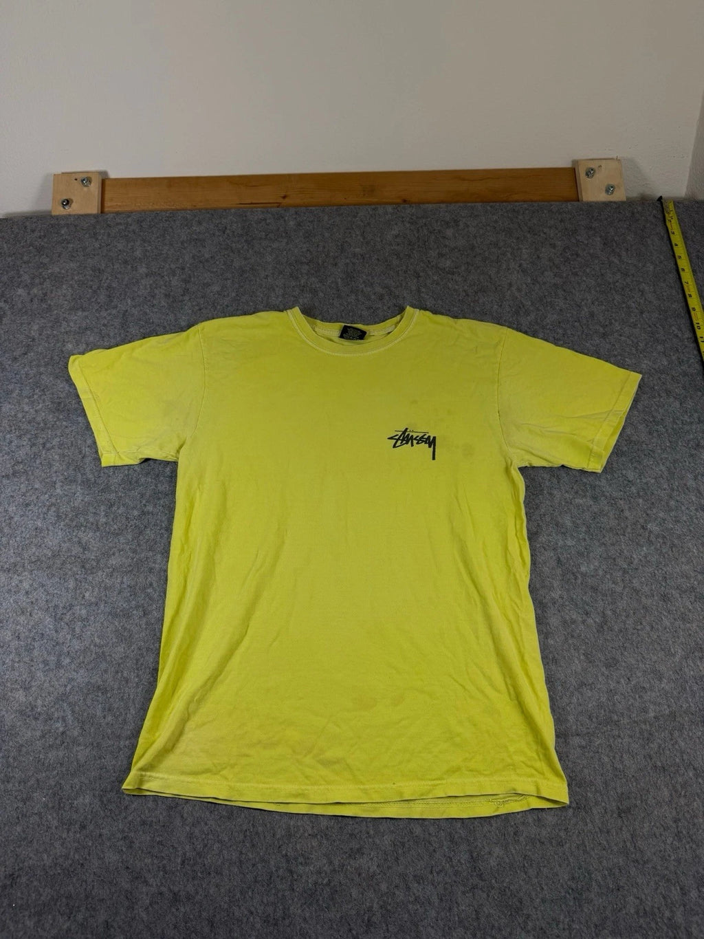 Vintage Stussy Shirt Mens Medium Yellow Y2K Classic 8 Ball Eight Skate