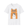 Cute Cat Coffee Unisex T-Shirt, Funny Pet Lover Gift, Animal Tee, Cozy Wear,