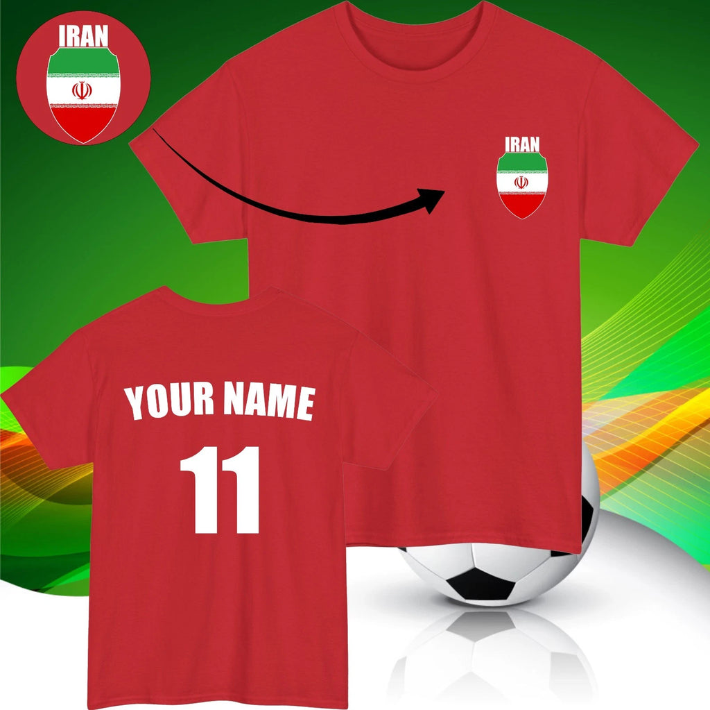 Personalised Iran Football T-Shirt Custom Name And Number Sports Lover Top