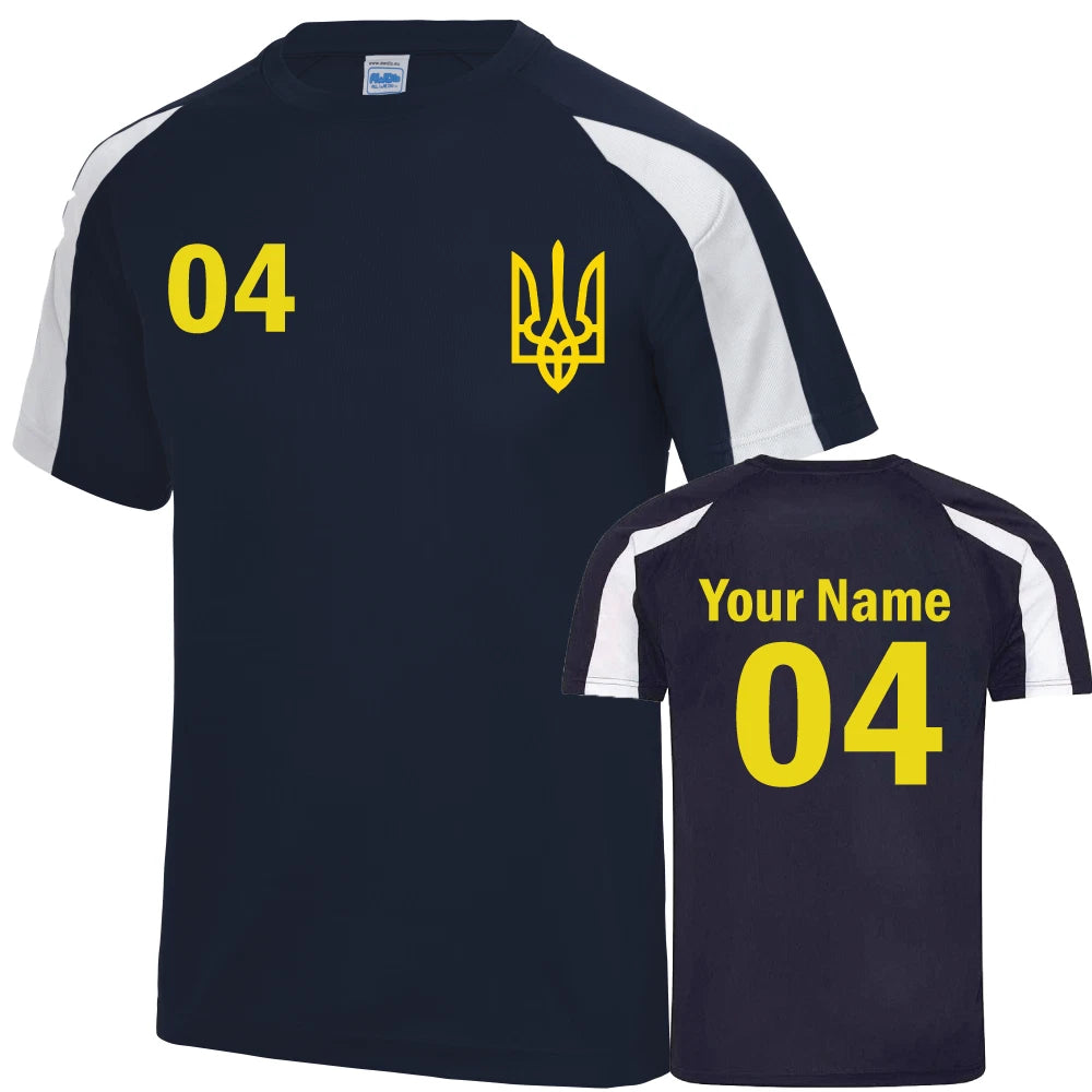 Personalised Ukraine Football T-Shirt Custom Name Number Kids Sports Gifts Top