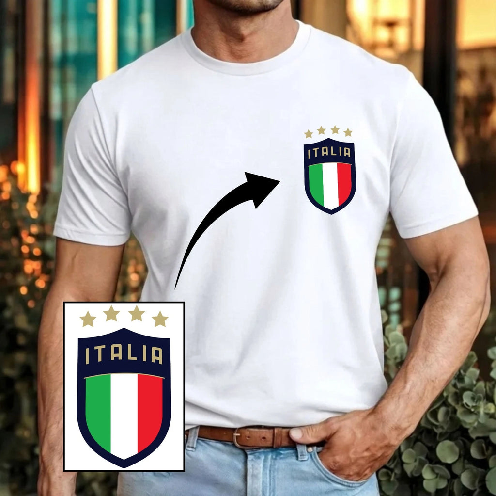 Italia Shield Football T-Shirt Tournament 2026 Italian Flag Retro Sport Gift Top
