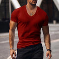 Mens Gym V Neck Muscle T Shirt Men Summer Short Sleeve Holiday Slim Fit Tops