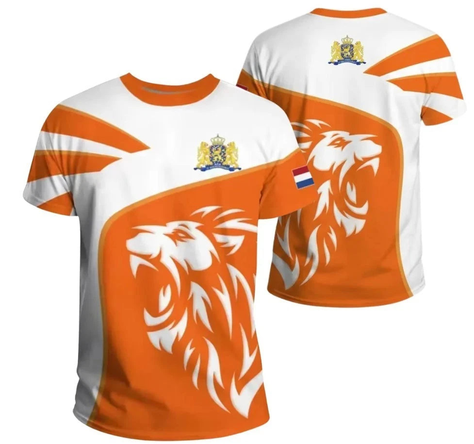 Netherlands Orange Lion T Shirt, Dutch Flag Football Fan Tee