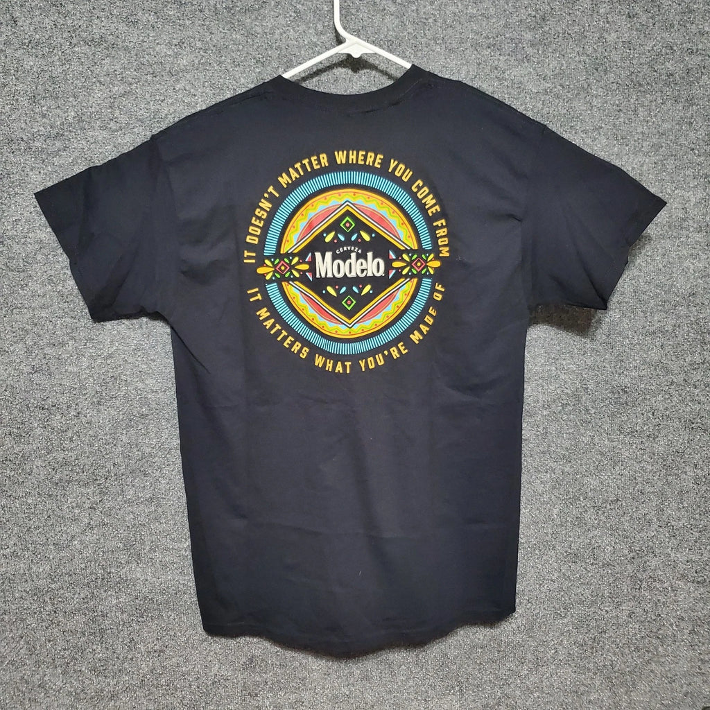 Modelo Graphic Tee Mens Large Black Skate Cerveza Beer Soccer Sponsors Promo Tee
