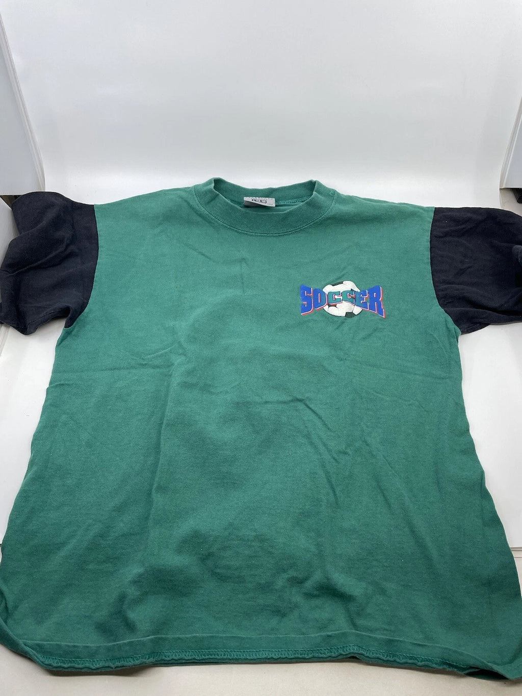 Vintage 90s T Shirt L  Soccer Rules Double Sided Graphic Bugle Boy